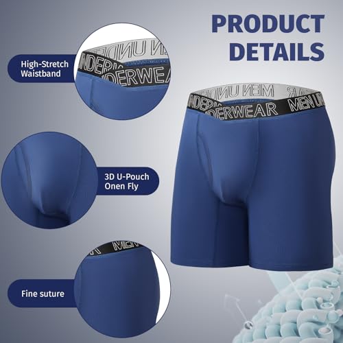 Men’s Boxer Briefs V-string Underwear Men’s Long Briefs Plus Size Comfortable Soft Breathable 4 Packs4