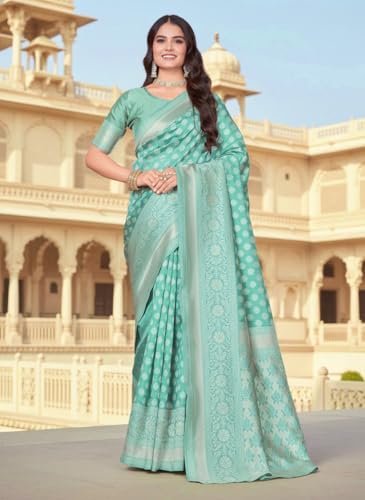 Image of Glory Sarees Women's Woven Pure Soft Kanjivaram Silk Saree Banarasi Style With Blouse Piece for Wedding