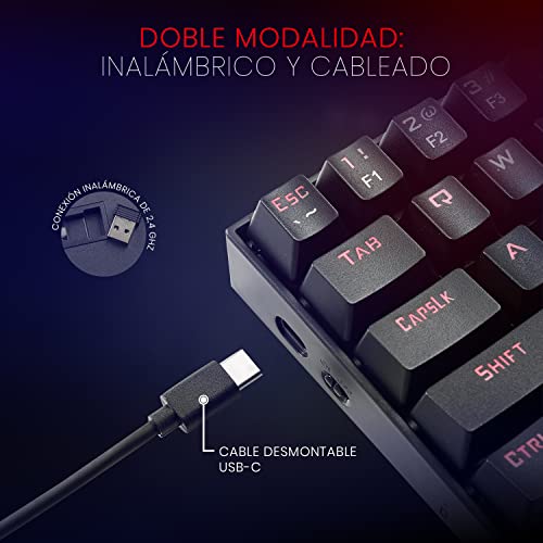 Redragon K599 Wired/Wireless Mechanical Gaming Keyboard 60% Compact Tenkeyless Rgb Backlit Computer Keyboard For Windows Pc Gamers (70 Key Red Switch – Black) #TOP5