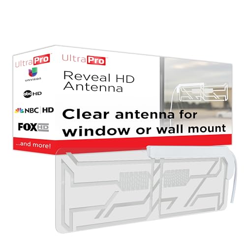 UltraPro Indoor TV Antenna for Smart TV, Long Range HD Local Channels, Easily Mount on Wall or Window, Supports 4K 1080P HDTV VHF UHF, 360&deg; Reception, Clear, 86002
