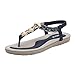 Produktbild Sandalen Damen Sommer Flip Flops Sandaletten Bohemian Flach Zehentrenner Strandschuhe PU Leder Sandals mit Strass (EU:42, Blau)