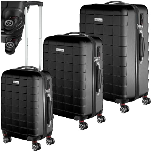 tectake® Set de Valise de Voyage 3 Tailles - Grande, Cabine et Petite - Sacs de Voyage Maternité ABS avec roulettes Pivotantes 360°, Cadenas et Poignée...
