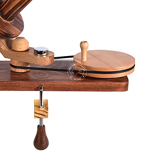 Image of Hind Handicrafts Wooden Yarn Ball Winder for Knitting Crocheting - Handcrafted - Natural Hand Operated - Knitter's Gifts Center Pull Ball Winder (Multi Wood - 1)