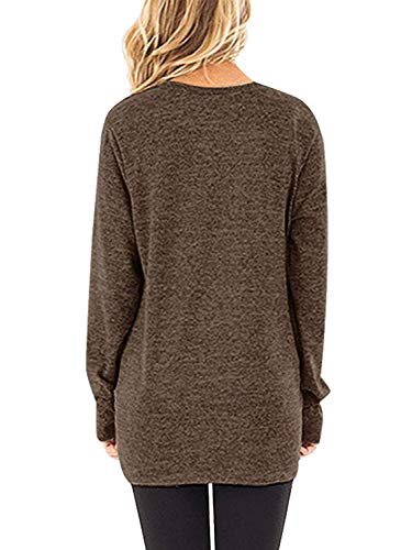 Sampeel Womens Girls Solid Women Basic T Shirts Long Sleeve Tunic Tops Sweatshirt Coffee M #TOP2