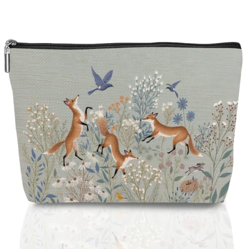 Fox Gifts Makeup Bag Nature Forest Cottagecore Fox Decor Stuff Cosmetic Bag Vintage Gifts for Women Animal Lovers Girls Teacher Nurse Mentor Birthday Mothers Day Friendship Appreciation Christmas
