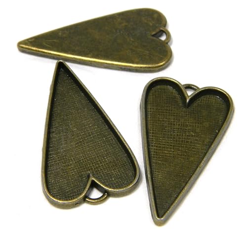 Bedazzlinbeads 3 Big 2 inch (50mm) Long Skinny Heart Pendant