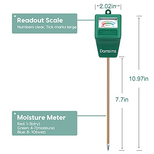 Damsimz Soil Moisture Meter, Plant Moisture Meter, Plant Water Meter Hydrometer For Plants Care, Gardening, Farming, Indoor & Outdoor Plants (No Battery Needed) Green #TOP3