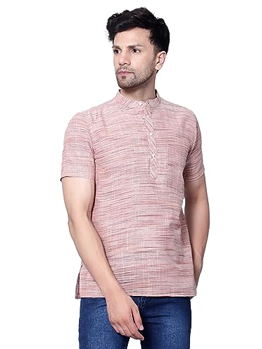 Image of LATEST CHIKAN Men's Cotton Regular Casual Strped Short Kurta Half Sleeves - (SK-LJ.DS.AS)