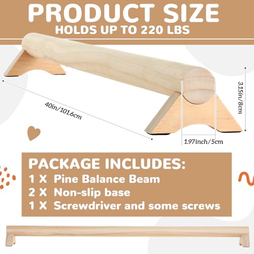 Silipull 40 Inches Beech Wood Balance Beam for Home Use Sensory Wood Gymnastics Beam for all ages to Enhance Balance, Ankle Foot Strength, Flexibility and Plantar Fasciitis Relief - Thumbnail 2