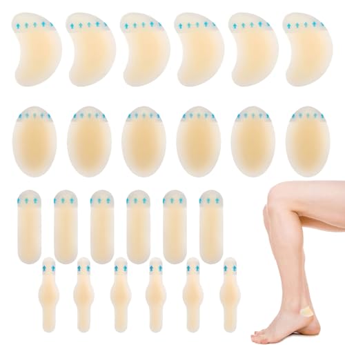 24 PCS Invisible Hydrocolloid Blister Plasters - Waterproof Cushion Protector for Feet, Heels, Fingers, Toes, and Forefoot