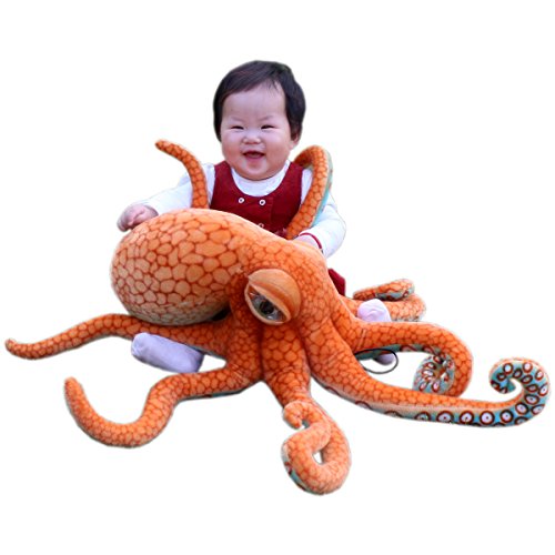 JESONN Giant Realistic Stuffed Marine Animals Soft Plush Toy Octopus Orange (33.5 Inch)