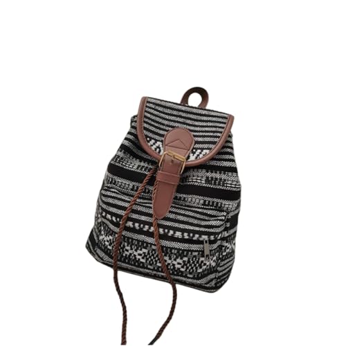 Teogneot Sacs à Main Portés Dos Ethnique Bohème Sac à dos en Toile,Sac dos Hippie, Sac à dos Ethnique Boho（Noir）