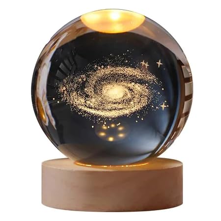 Luminária de mesa led bola de cristal Lua Galaxia Saturno 3D para decoração (Galáxia)