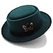 Produktbild Fedora-Hut für Damen, klassischer Wollfilz, schwarz, Porkpie-Hut, Jazz-Fedora-Hut, rundes Oberteil, mit stechiger Krempe, Federkappe (Farbe: Grün, Größe: 5658 cm)