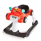Kolcraft 4x4-2-in-1 Infant and Baby Push Walker with Wheels, Seated or Walk-Behind Design, Steering Wheel with Lights and Car Sound Activities for Boys and Girls, Wide and Sturdy Frame - Racer Red