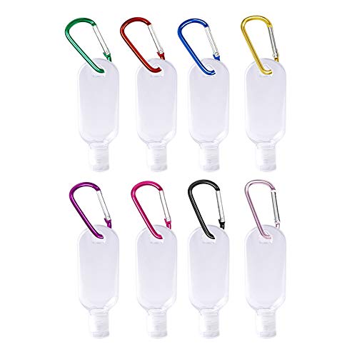 8PACK) Travel Bottles,Travel Plastic Clear Keychain Bottles,(50ml/1.5oz) Reusable Empty Plastic Travel Bottle with Keychain Carrier