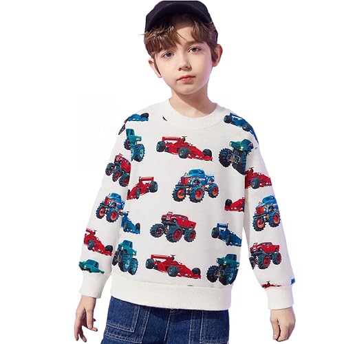 Image of Popshion Toddler Boys Sweatshirt Cotton Lightweight Kids Winter Warm Sweater Crewneck Pullover Tops