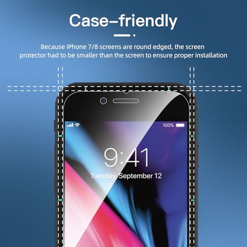 NEW'C 3 Pack Privacy for iPhone 8, iPhone 7 Screen Protector (4.7"), Enhanced 28-Degree Privacy Angle - Image 3