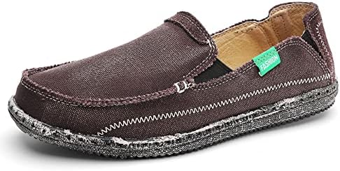 JAMON Mens Canvas Shoes Slip on Deck Shoes Boat Shoes Non Slip Casual Loafer Flat Outdoor Sneakers Walking