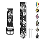 TOOLAIK Florai 22mm watch band Compatible for Samsung galaxy watch 3 45mm/Gear S3 Frontier/Classic,Silicone 22mm watch band quick release for Women Men (Gray Flower)