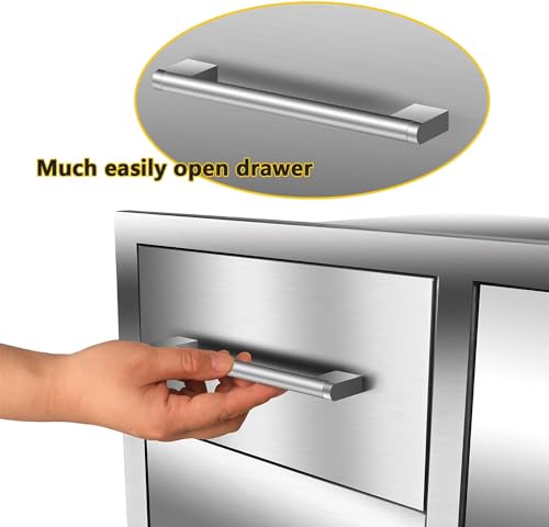 Outdoor-Kitchen-Drawer-Combo-28-W-x-196D-x-201-HAccess-Trash-Drawer-Combo-with-Stainless-Steel-Handles-Outdoor-Kitchen-Triple-Drawer-for-BBQ-IslandGrilling-Station Outdoor Kitchen Drawer Combo 28 W x 196D x 201 HAccess Trash Drawer Combo with Stainless Steel Handles Outdoor Kitchen Triple Drawer for BBQ IslandGrilling Station