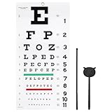 Smgda Eye Chart, Complete Snellen Eye Exam Kit, for Eye Exams 20 Feet 22×11 Inches Low Vision Eye Test Charts with Eye Occluder and Pointer