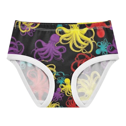 Toddler Panties, Colorful Octopuses Cotton Underwear Girls, 2T–8 Years