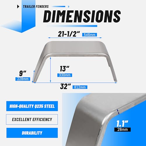 Image of ECOTRIC Square Alloy Steel Trailer Fenders For 14 inch-16 Wheels