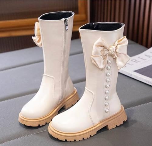 Girl's Waterproof Bowknot Side Zipper Warm Winter Mid Calf Boots for Toddler/Little Kid2