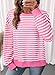 SHEWIN Oversized Sweatshirt for Women Casual Striped Long Sleeve Shirt Loose Fit Crewneck Sweatshirts Women Lightweight Womens Shirts Split Hem Womens Spring Fashion 2026,(US 20-22) 2XL,Bonbon Pink