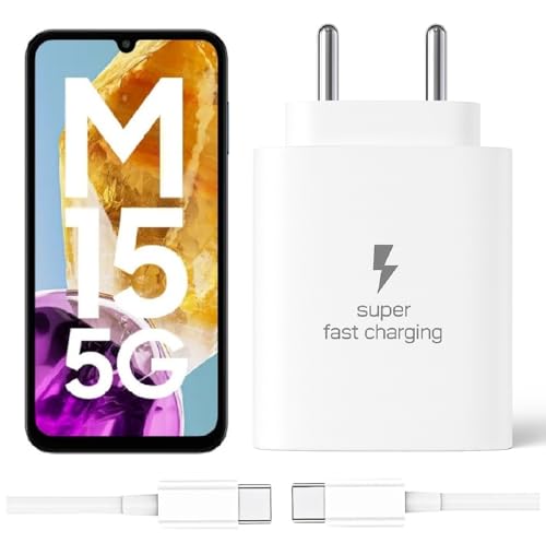 Image of 25W Type-C Charger with Cable Compatible with Samsung-Galaxy M15 5g | Super Fast Charger Adapter for S23 /S24 /S25 /S21Fe /A14 /M17 /M06 /M07 /M05 /F05 /F15 /F06 /M36 /A55 / F17 /A16 /M16 /A56 /A36 /A35 /A34 /A26, White