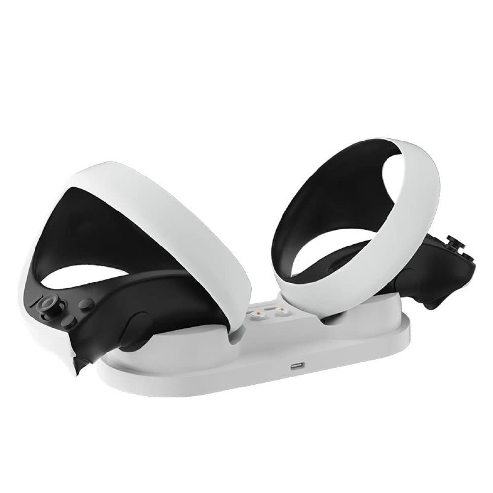Per PS5 PSVR2 Maniglia Dock di Ricarica, Gamepad Portatile Doppia Stazione di Ricarica Dock con Luce LED, Stand di Stoccaggio per il Controller VR