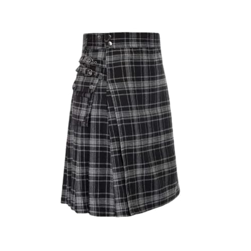 Kilt plisado estilo cargo con cinturón metálico de estética militar