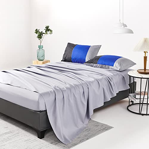 Rynghipy 8Pcs Blue And Grey Stripe Comforter Set Full Size, Ultra Soft Microfiber Filling Patchwork Comforter Duvet, Bed Sheets And Pillowcases (Full,Blue Grey) #TOP6