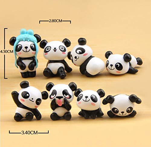 Panda Cake Toppers, Fashionclubs 12pcs Cute Panda Toys Figurines Playset for Cake Decoration, DIY Fairy Garden Miniature Ornaments Doll - Thumbnail 4