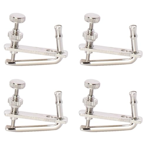 4 Pieces Violin String Tuner Violin Fine Tuner Violin String Adjuster Violin Tuner Clip Violin Fine Tuner Peg Violin Replacement Parts for 1/2 Violin, Silver