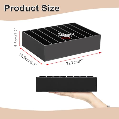 Hipiwe Cash Storage Tray Money Organizer for Cash with Removable Dividers Black Acrylic Mail Holder Desk Holder Cash Stuffing Tray for Envelop Mail Money, 8 Slots