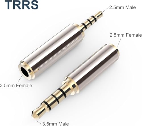 Image of Metal 3.5mm Male to 2.5mm Female Audio Adapter Gold Plated Adapter Jack Stereo Audio Convertor Connector for Smartphones, Headphone, Mic Tablets (Golden) - 1 Piece