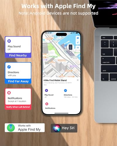 HiWe for MagSafe Wallet Stand with Find My, Anti-Lost Strongest Magnetic Wallet for iPhone 17/16/15/14/13/12 Series, 9 Cards Holder, Leather RFID, Navy Blue