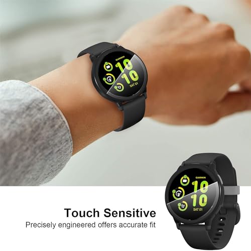 Suoman 2 Pack for Garmin vivoactive 5 Smartwatch Case, 9H Tempered Glass Screen Protector+ Charger Port, All-coverage PC Protective Cover Bumper (Black+Black)