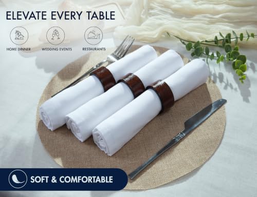 Image of Ruvanti Cloth Napkins Set of 12, Cotton Enrich 18 inchx18 inch - White