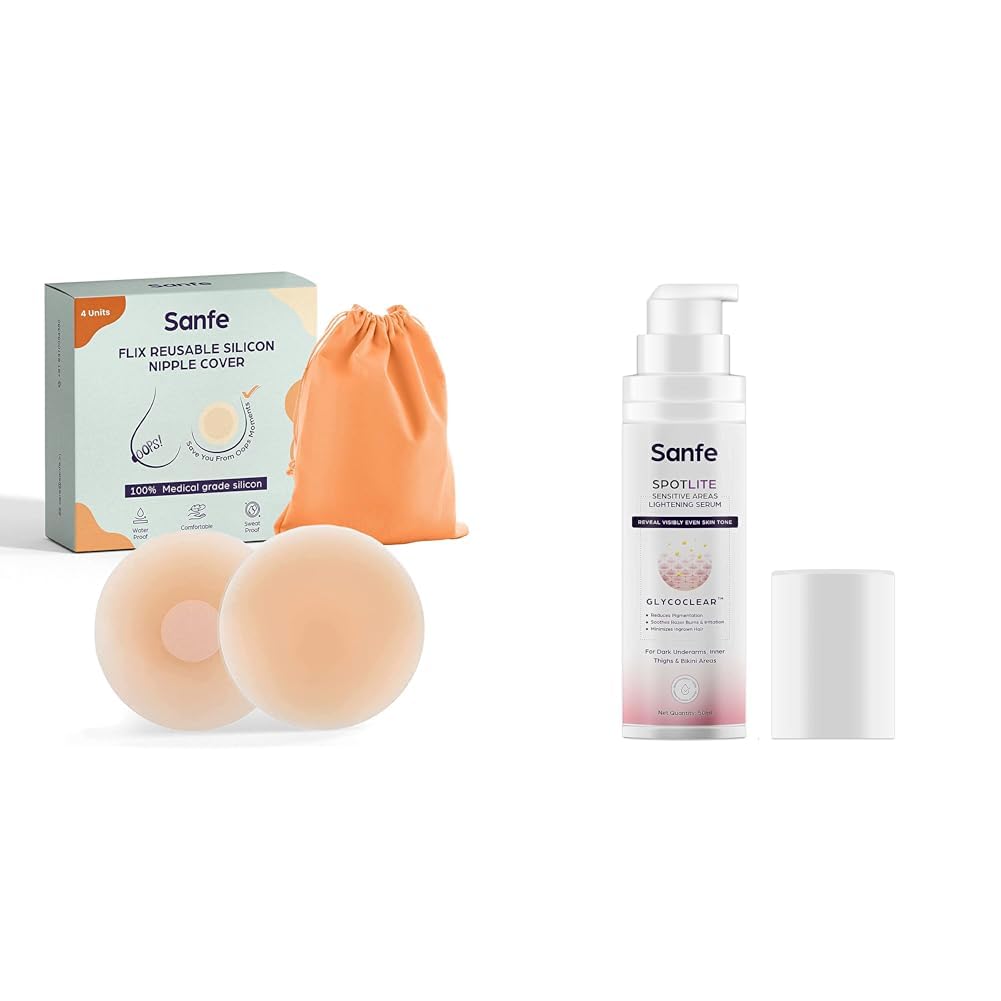 Flix Reusable Silicone Nipple Cover - 4 Pieces 10 Times Reusable Spotlite Sensitive Body Serum-image-25