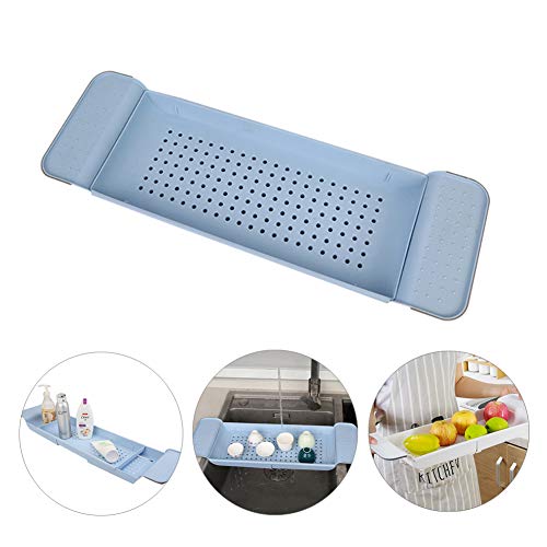 YEAKOO Bathtub Shelf Caddy Tray, Expandable Bath Table Shelf, Plastic Tub Bathtub Storage