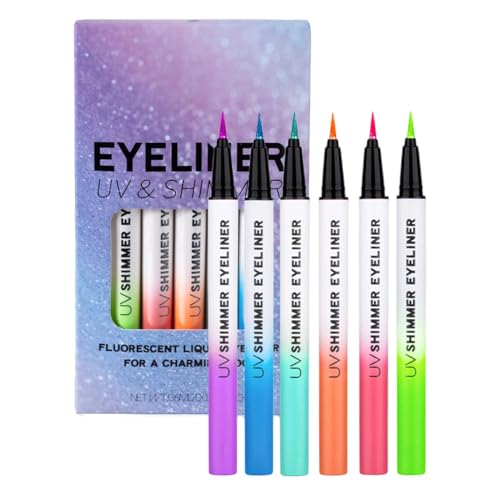 Perfiladores De Ojos Resistente Al Agua - Delineadores Con Purpurina Impermeables 6 Piezas,Lápiz De Maquillaje Larga Duración Alta Pigmentación Para Baile Noche Fiesta