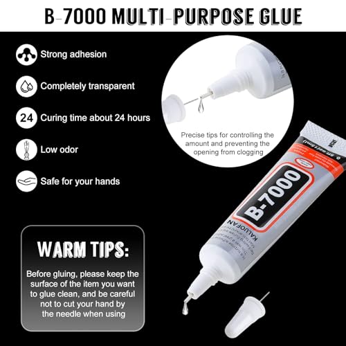 B7000 Multi-Purpose Glue by Kaluofan - 5PCS 15ML Clear Adhesive for Rhinestone Crafts, Jewelry, Fabric, Leather, Wood, Glass, Metal (5 * 15ML) - Image 3