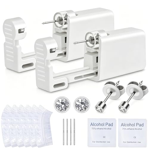 Anzero Ear Piercing Kit Disposable Ear Cartilage Piercing Gun Kit with Sterile CZ Studs, Painless Piercing Gun for Home Self-Use, Easy & Safe Piercing for Women, Men & Girls - 3MM