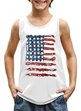 July 4th Children Sleeveless America Flag Patriotic Memorial Day Shirt Cotton Veterans Day Top 12 Years