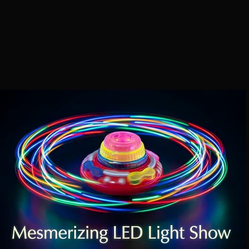 Image of Crackles LED Spinning Top Toy with Music & Laser Lights | Light Up Flash Top Gyro Spinner Toy for Kids | Battery Operated Musical Top for Boys Girls (Pack of 1)