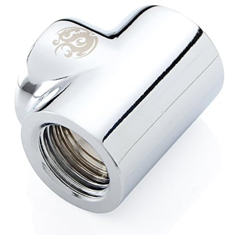 Bitspower T-Block Fitting with Triple G1/4" Female, Silver Shining Cover