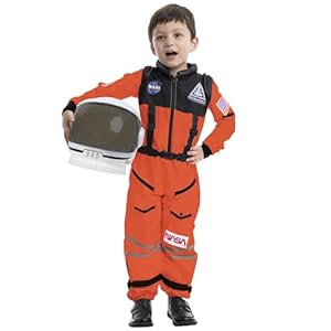 Astronaut NASA Pilot Kostüm mit beweglichem Visierhelm für Kinder, Space Kostüm Outfit Rollenspiel für Halloween Party Carneval Schulklassenzimmer Bühnenperformance-Weiß Medium (8-10 Jahre)